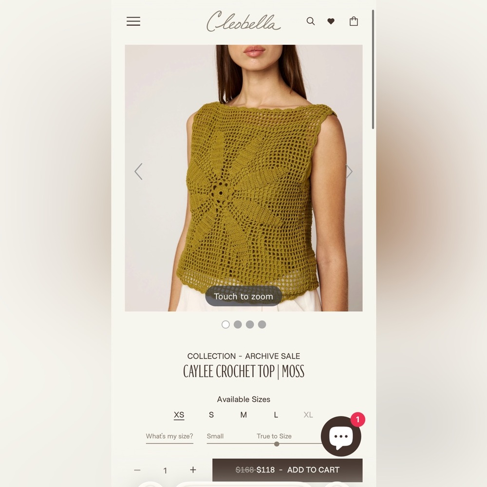 Cleobella Moss Green Crochet Tank Top